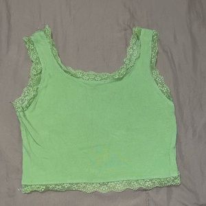 Cropped Lace Green Top